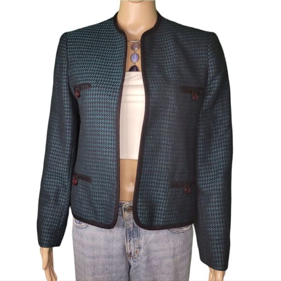 Vintage Jackets & Blazers - Vintage open front trim long sleeve blazer